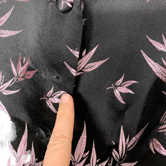 Vintage Y2K MSK Purple Foliage Pattern Silk Blend Satin Longline Blazer Petite M - Picture 14 of 16